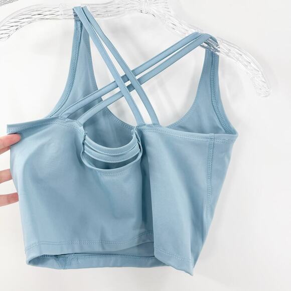Series 8 Blue Unpadded Strappy Back Scoop Neck Crop Sports Top Women's Large - Picture 2 of 7